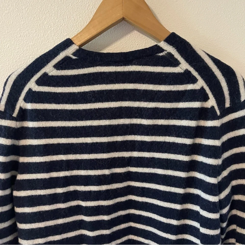Madewell Cozy Walker Merino Wool Alpaca Open Long Cardigan Navy White Stripe-S